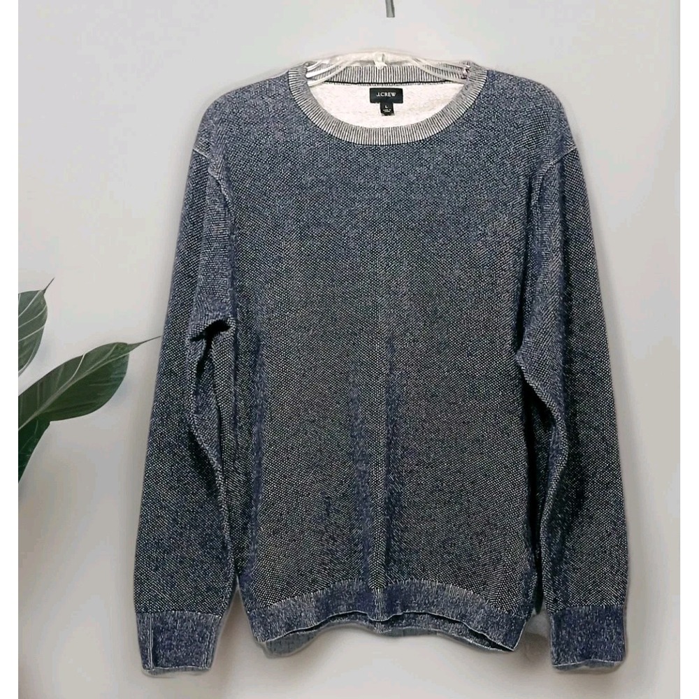 J. Crew Mens Large Gray Cotton Crewneck Long‎ Sleeve Pullover Sweater J7182